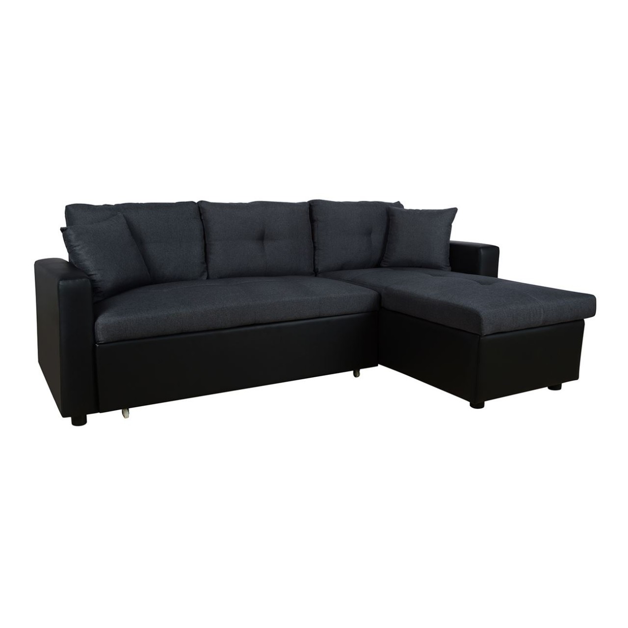 Καναπές γωνία Camille Γκρι με μαύρο